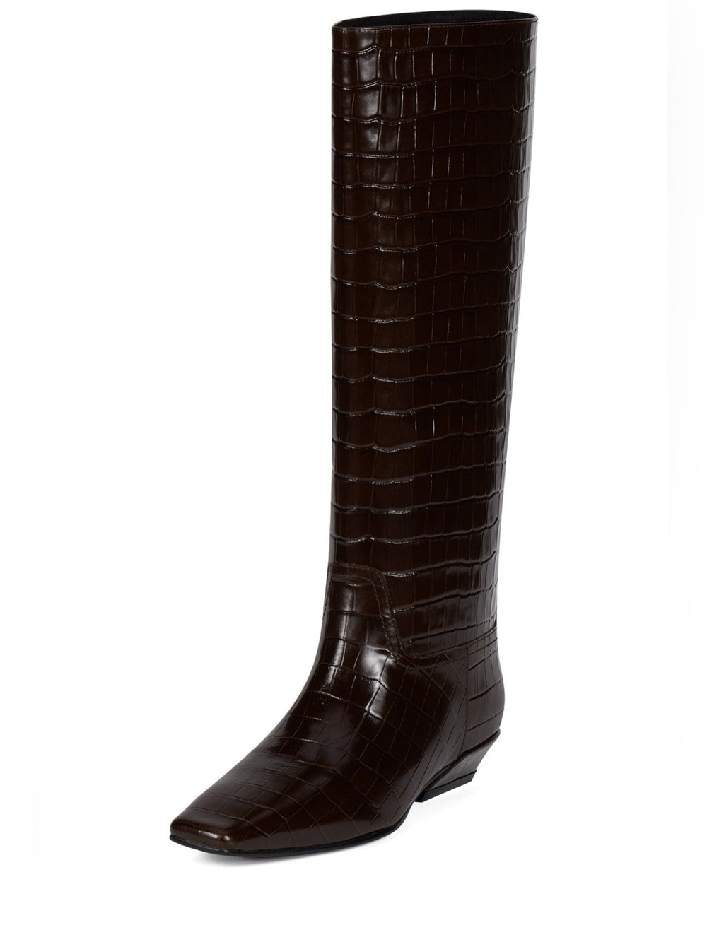 Jeffrey Campbell Passo Brown Croco Crocodile Knee High Boots Size 6